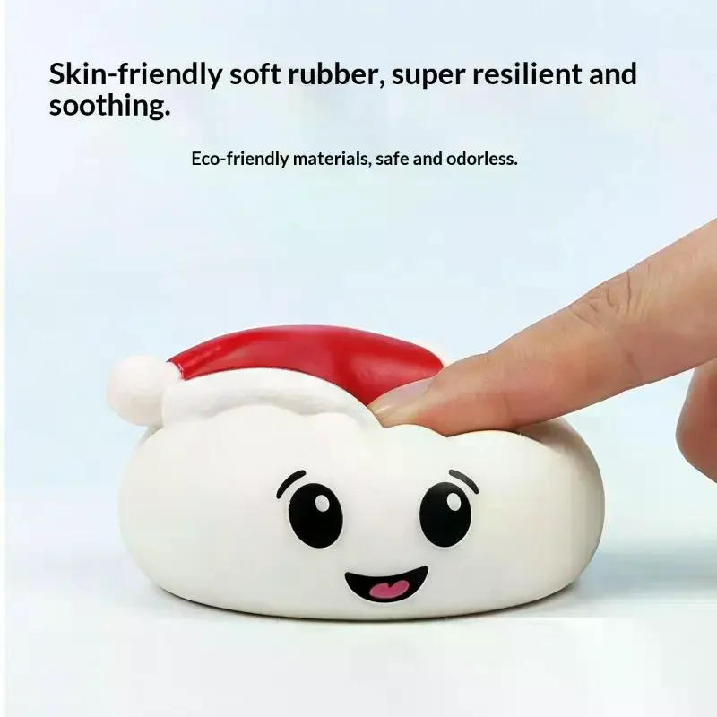 Christmas Hat Bun Toy Stress Relief Squeeze Toy Funny Sound PVC Sensory Fidget Toy For Adults Office Workers