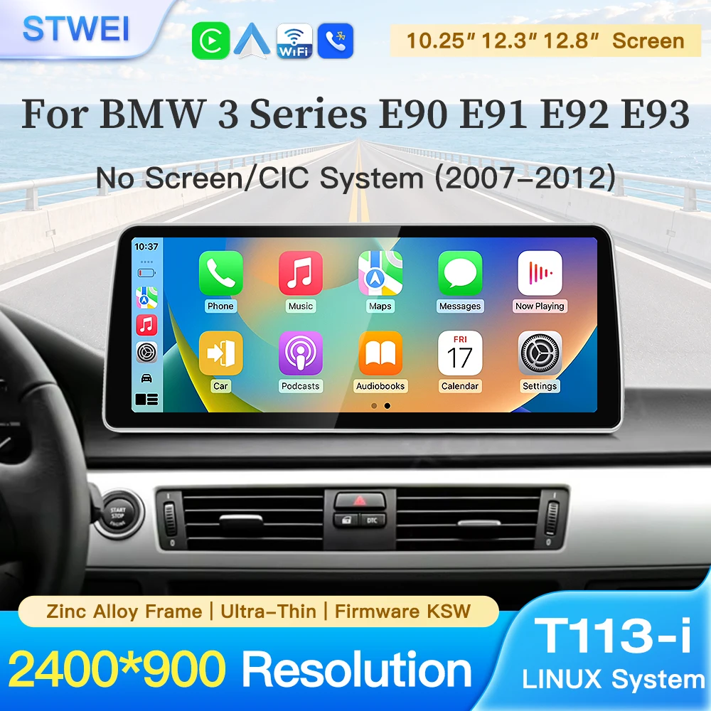 stwei Linux System 10.25 12.3 12.8inch Screen For BMW 3Series E90 E91 E92 E93 No Screen CIC Wireless CarPlay Auto Car Video Play