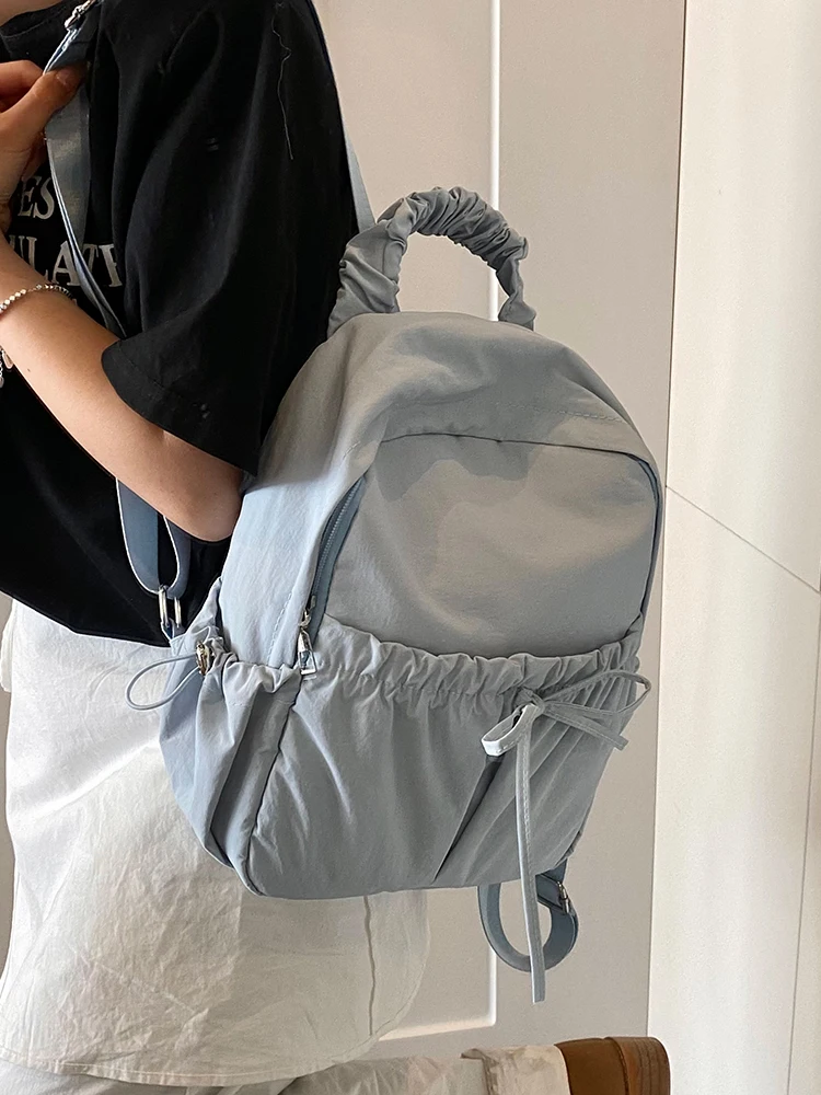 Простая сложенная парусиновая сумка с двойным уплотнением 2018, женская студенческая сумка для книг New Faion, новинка 2025 года, летняя универсальная сумка с узлом сзади B...