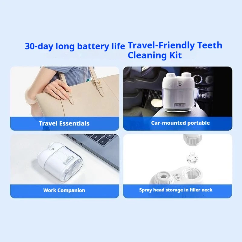DOCO Electric Oral Irrigator Mini Portable Water Flosser 80ML Home Dental Teeth Pick Whitening Cleaner Waterpulse Tooth Cleaner view 6