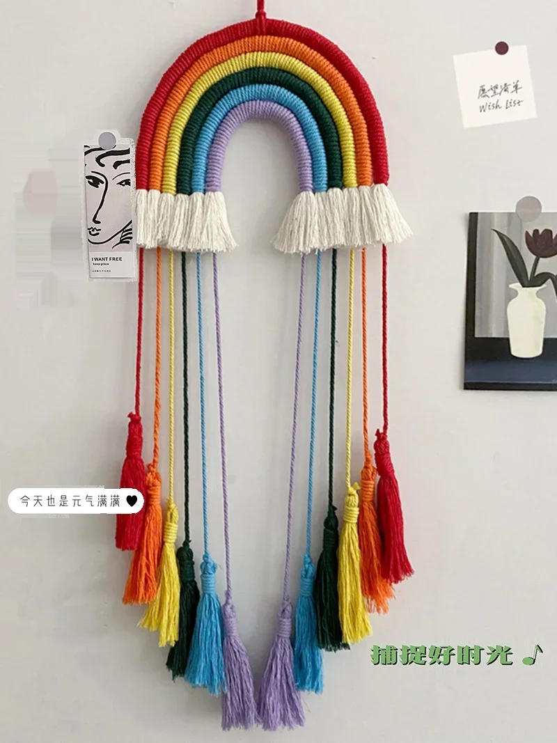 ins Nordic style seven-color rainbow pendant handmade cotton rope woven wall home children's room creative decoration pendant