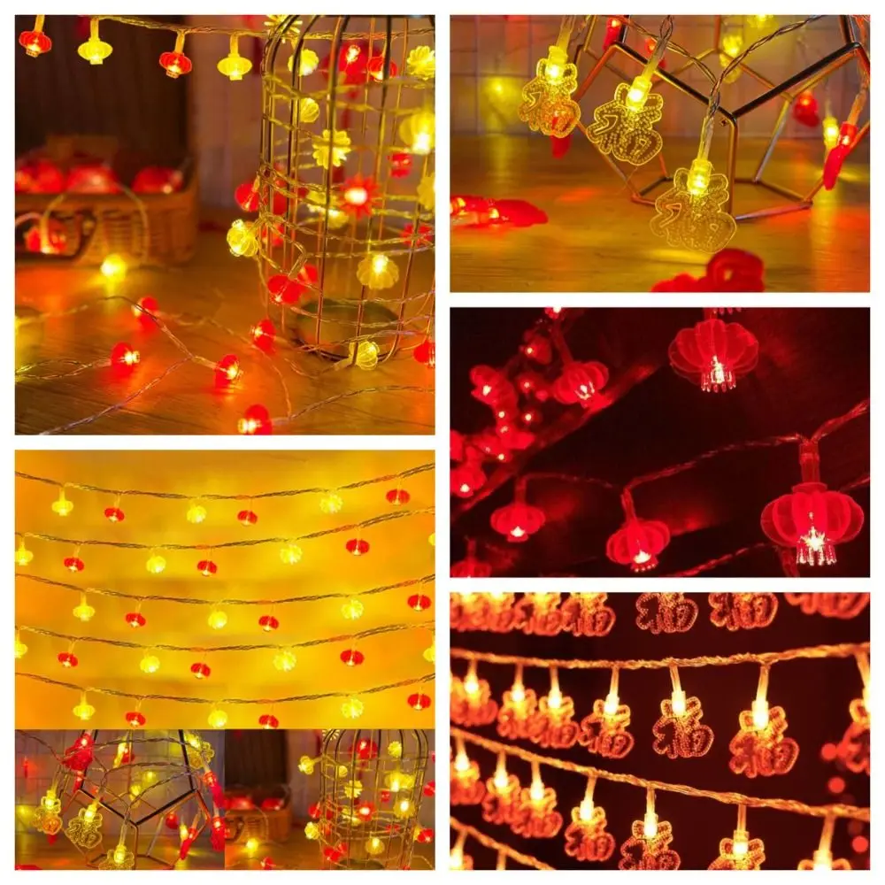 Flashing Red Lantern String Light Fuzi Battery Powered New Year String Light LED 1.5/3M Spring Festival String Light