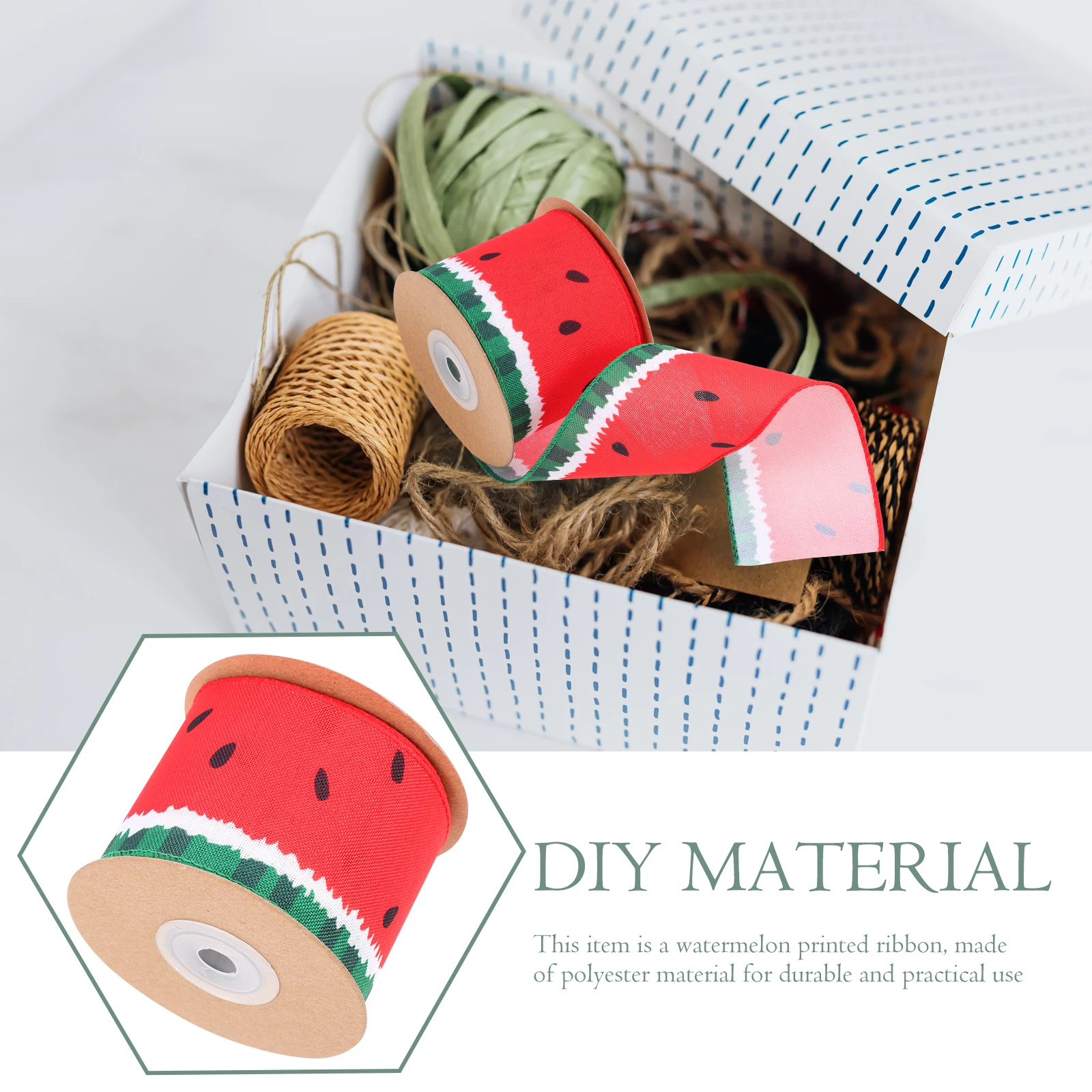 

Watermelon Pattern Ribbon Decorative Materials Gift Wrapping Pink Ribbons Boxes Presents Fruits Packaging DIY Crafts