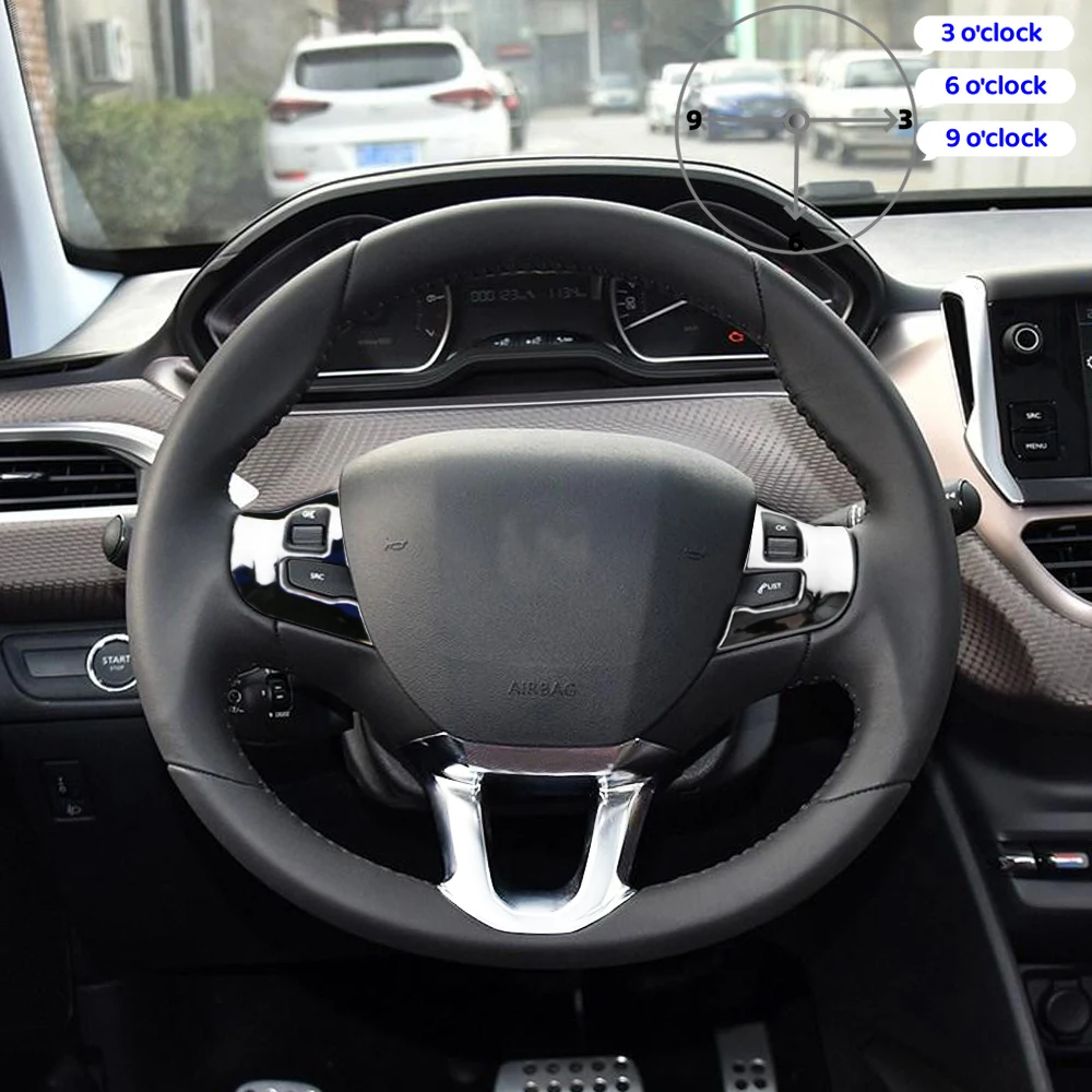 Car Chrome Steering Wheel Decoration Trim Cover Sticker for Peugeot 208 GTI 2008 308 2014 - 2017 Accessories