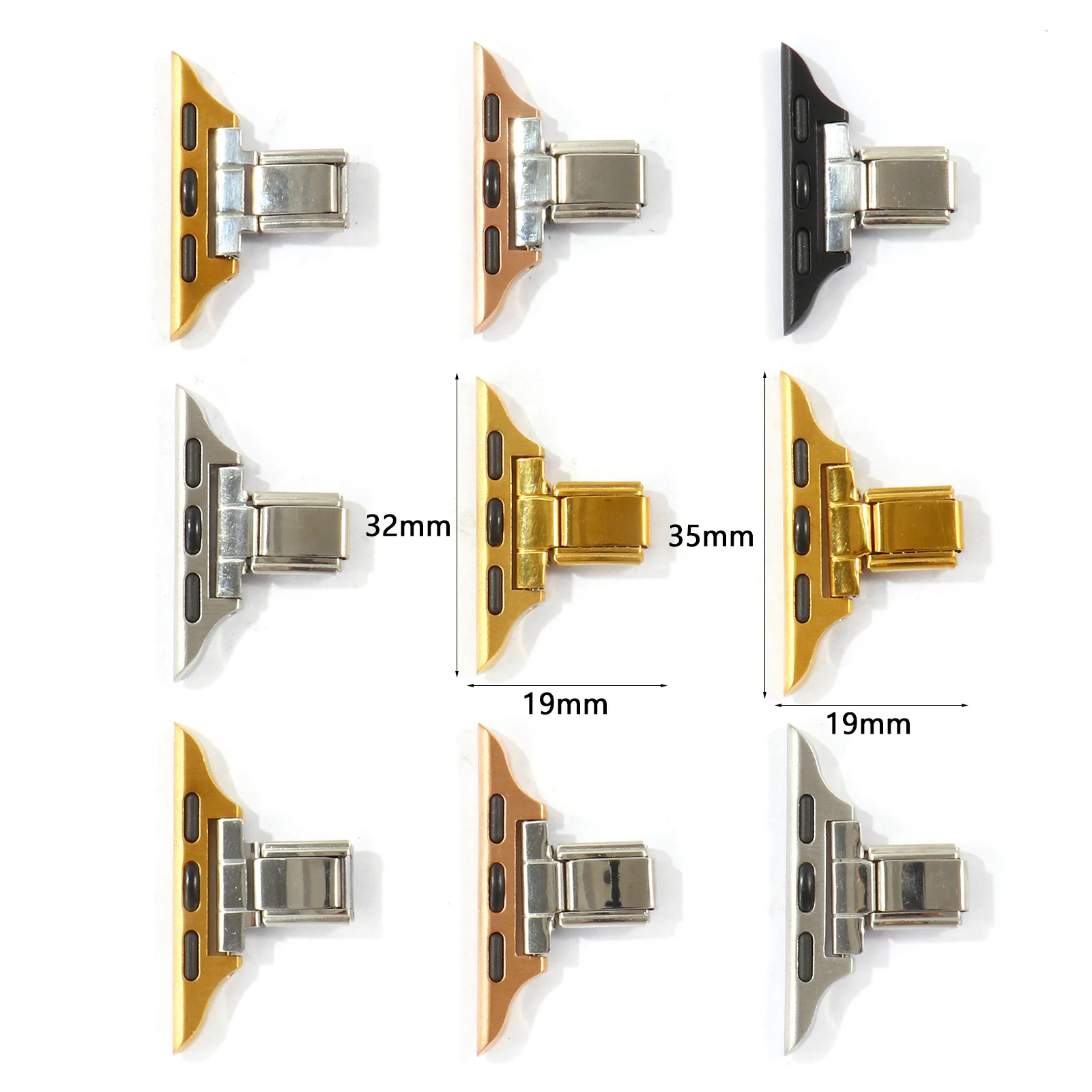 1 Pair Stainless Steel Italian Charm Wrist Watch Adapter Connector Multi‑Color Watch Band End Clasp for Modular Bracelet Jewelry