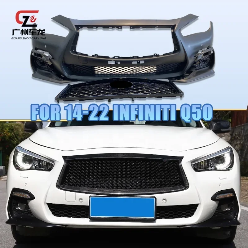 front bumper car parts for infiniti Q50 Q50L sports style 2014-2018 pp material exterior parts front grille car kit