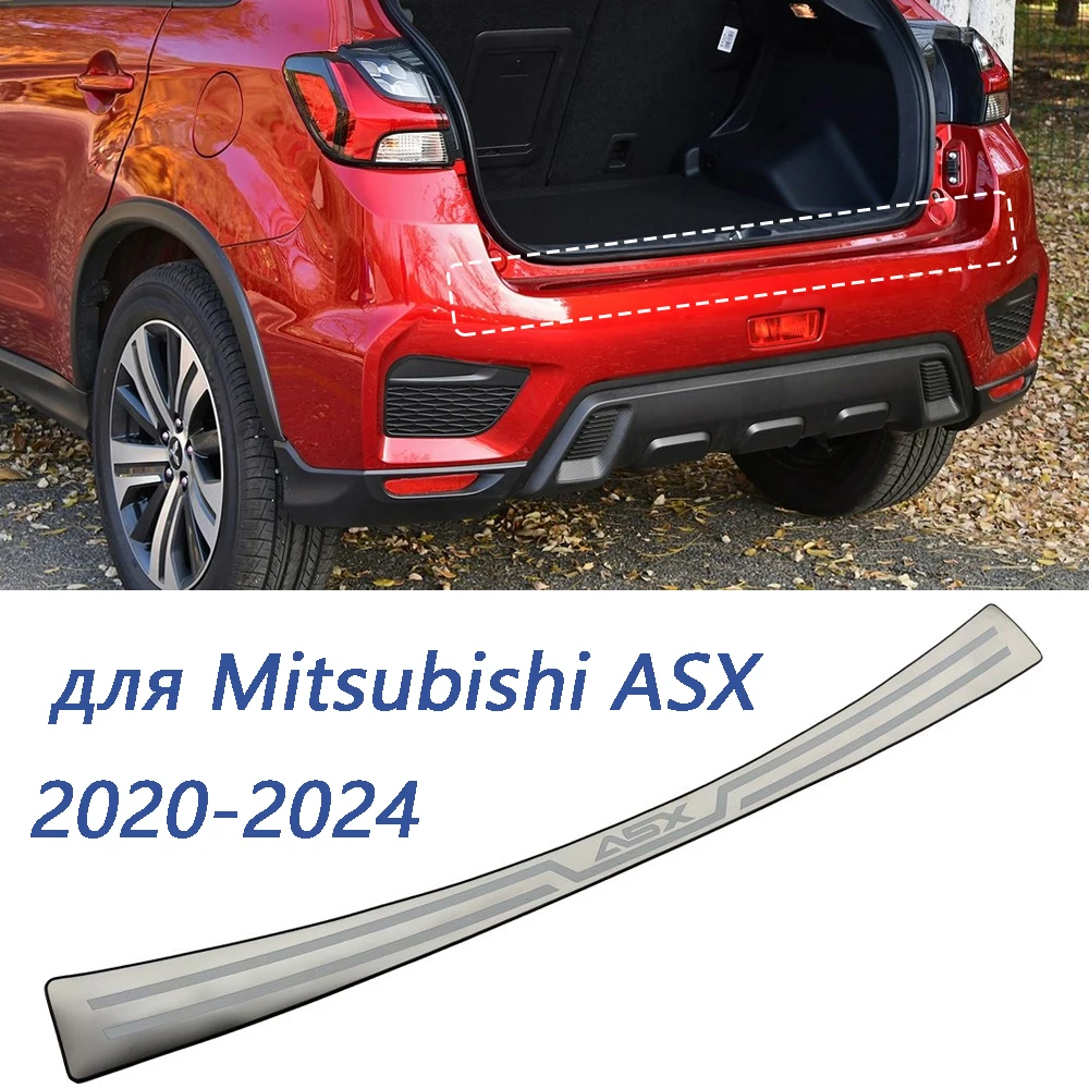 For Mitsubishi ASX Trunk Trim Rear Bumper Protector Car Accessories Stainless Steel Door Sill Scuff Plate Sticker  2020 2023