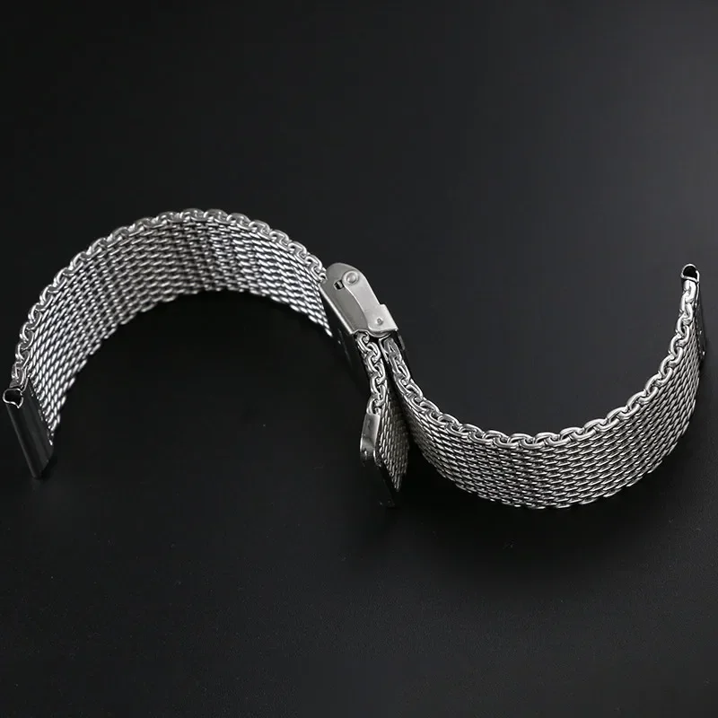 1.0mm 0.6mm Milanese Mesh Watch Band 18mm 20mm 22mm 24mm Stainless Steel Bracelet 3mm Thick Strap Heavy Wristband with free tool