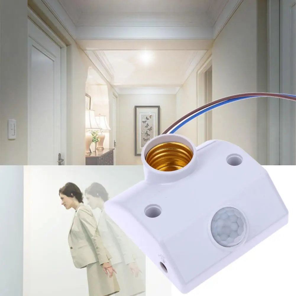 

E27 AC 220v 50/60HZ 5LUX Motion Sensing Switch Infrared Motion Sensor Automatic Light Lamp Holder Switch White