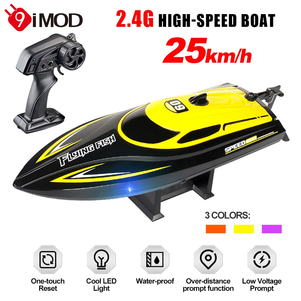 

​9IMOD RC Boat HJ812 Speedboat 2.4G 25KM/H High Speed Racing Boat Remote Control Speedboat Auto Demo Toy Gift for Kids