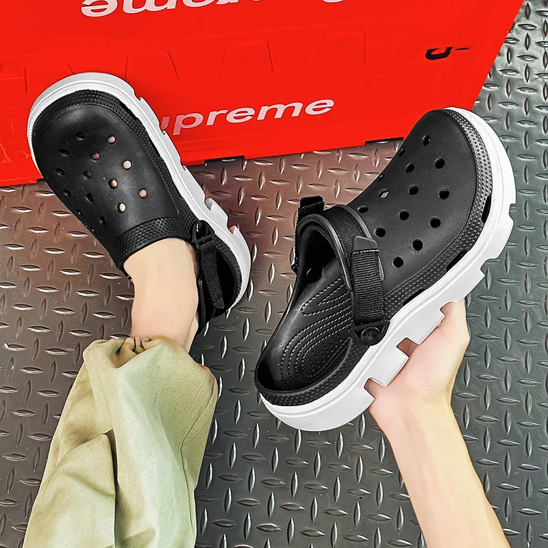 Fashionable Outdoor Casual Sandals Large Size Men's Slippers Trendy Summer New Style EVA Material Breathable Hole Design Shoes