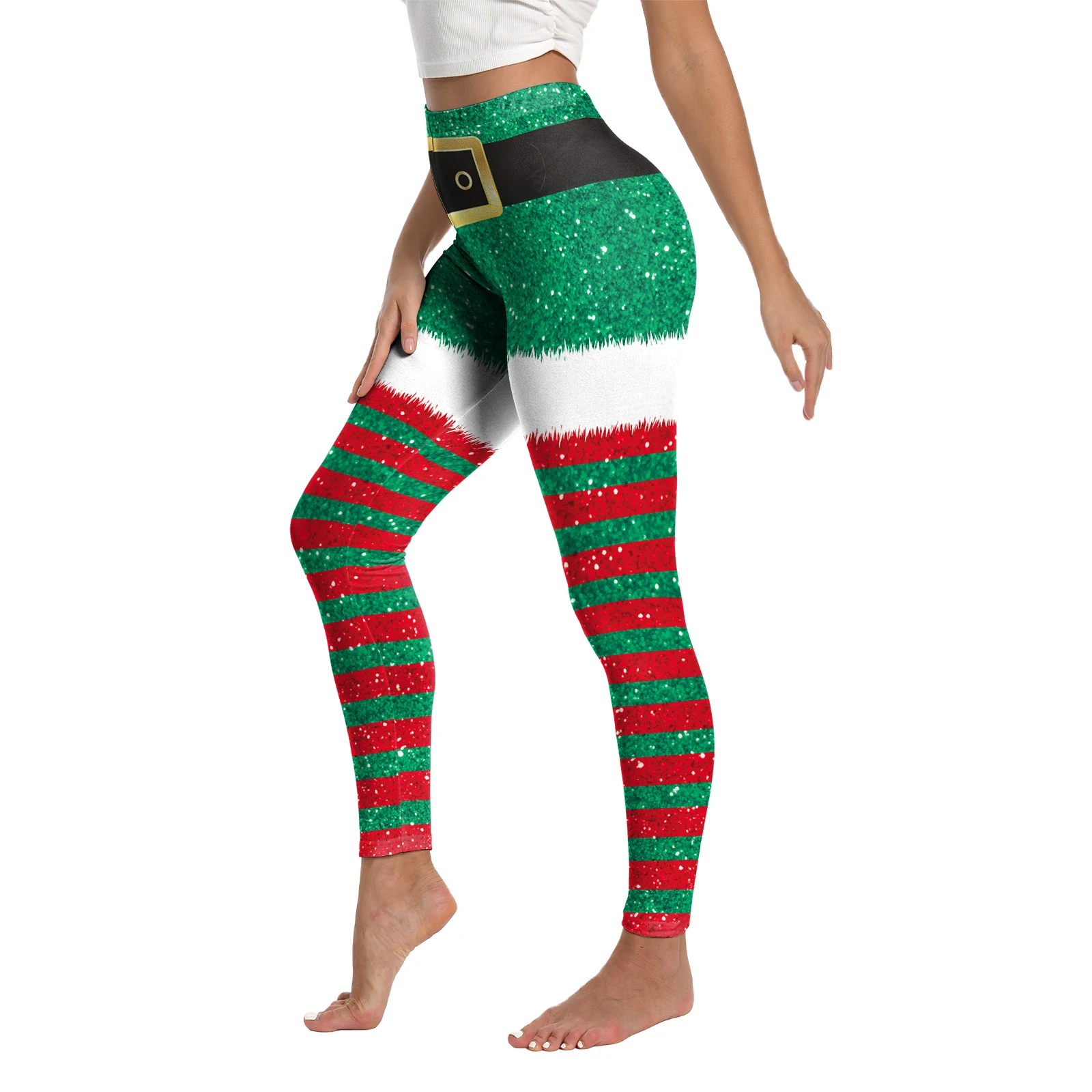 Christmas Girl Leggings Elf Cosplay Costume 3D Printing Women Yoga Leggings Xmas Pants Carnival Party Halloween Trousers