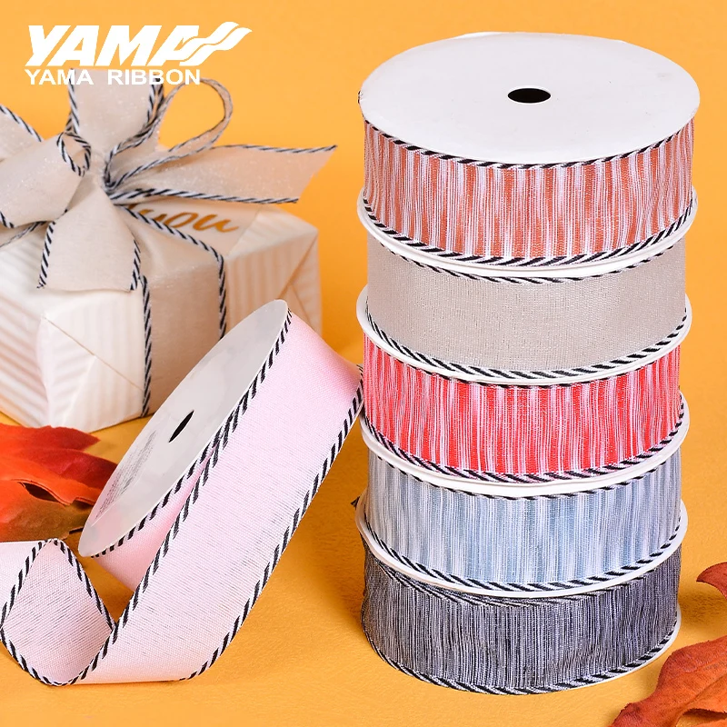 YAMA-Gradient Ribbon for Hair Accessories, DIY Gift Box, Party Decoration, 25mm, 10Yards/Roll