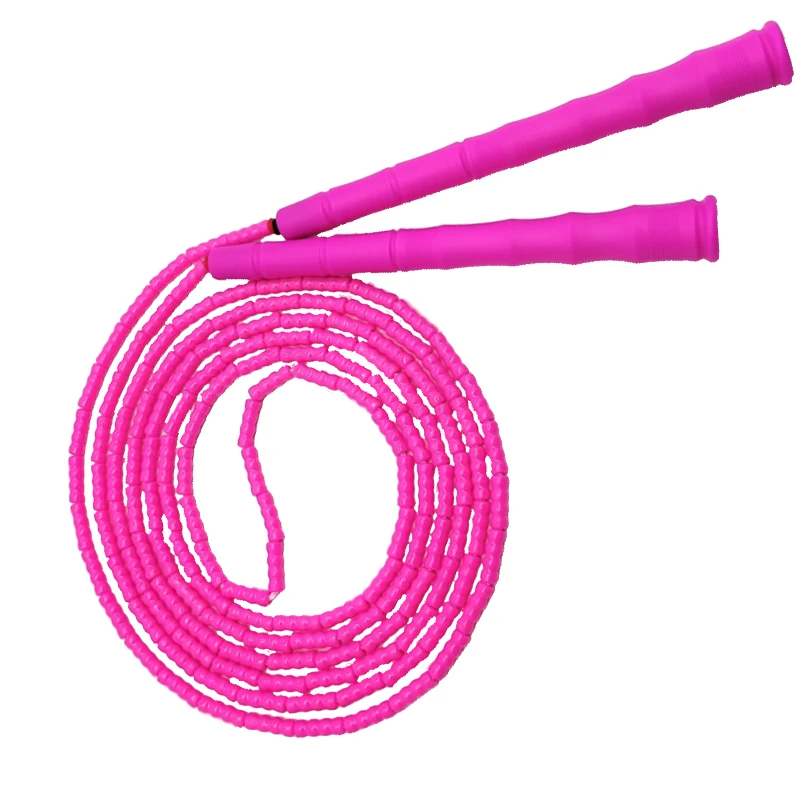 NEVERTOOLATE NO LOGO PVC beads long handle PURE BLACK BEADED ROPE 3 meter skipping rope soft PVC beads adult skill tricks