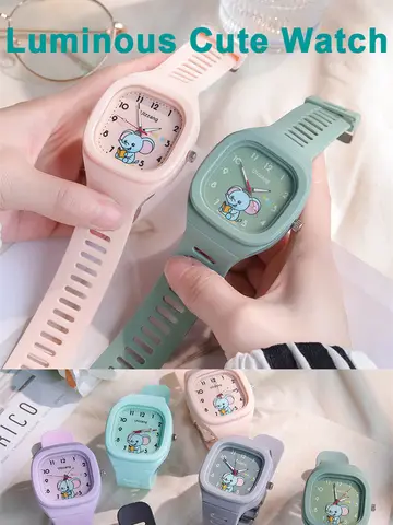 New Lovely Kids Watch Square Luminous Watch Fashion Silicone Sports Watch for Students Luminous Watch Popular in Instagram