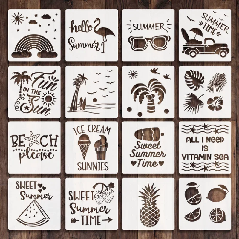 Hawaii Beach Surfing Summer Party Themed DIY Stencils for Wall Stone Color Painting Scrapbook And Embossing Decorative Templates