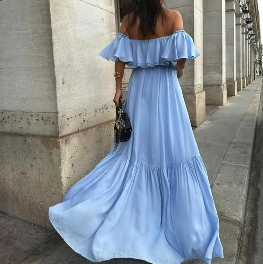 Summer New Solid Color One Shoulder Strapless Dress For Women,4 Colors