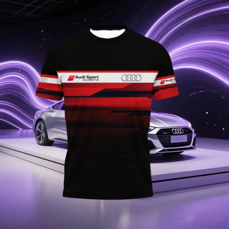 

Audi's New Summer 3D Printed Short Sleeved T-shirt for Outdoor Sports, Quick Drying, Breathable, Cool Polyester Thin T-shirt