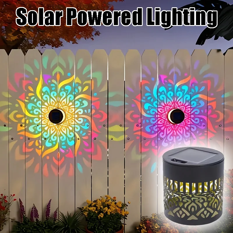 Solar Powered Mandala Sunflower Wall Sconce Waterproof Outdoor Garden Light for Patio Fence Yard Decoration Adds Bohemian