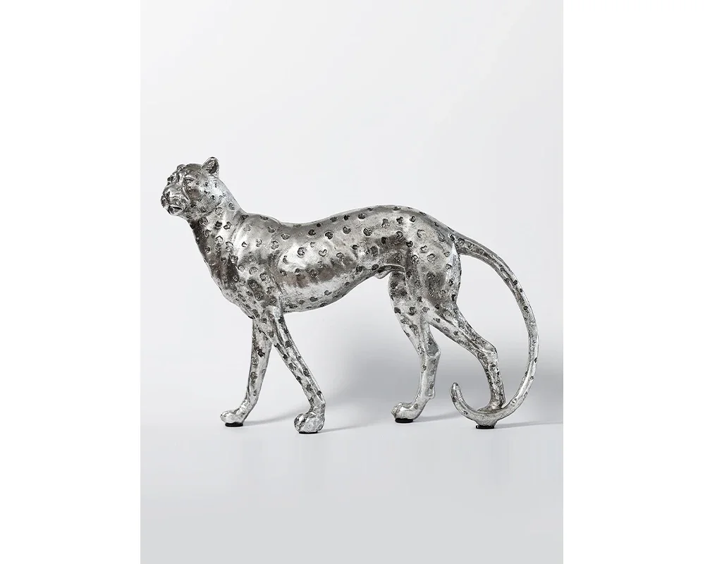 Silver cheetah tabletop ornament animal decoration room renovation small items
