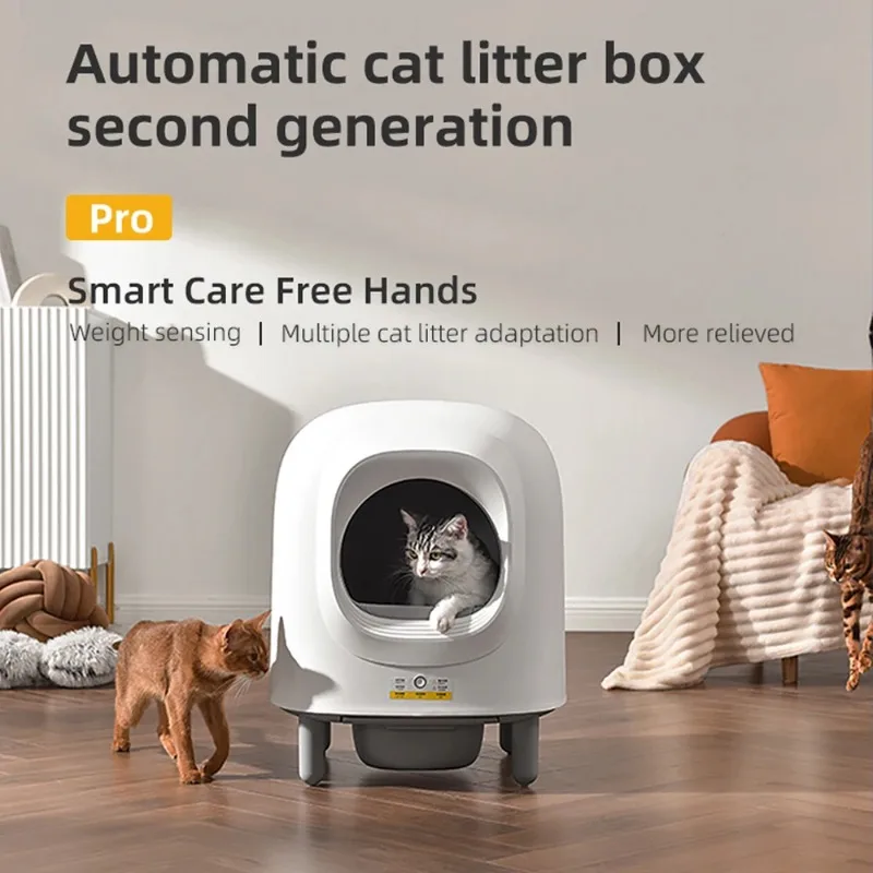 

56L Automatic Smart Cat Box Self Cleaning Fully Enclosed Cat Box Pet Toilet Tray