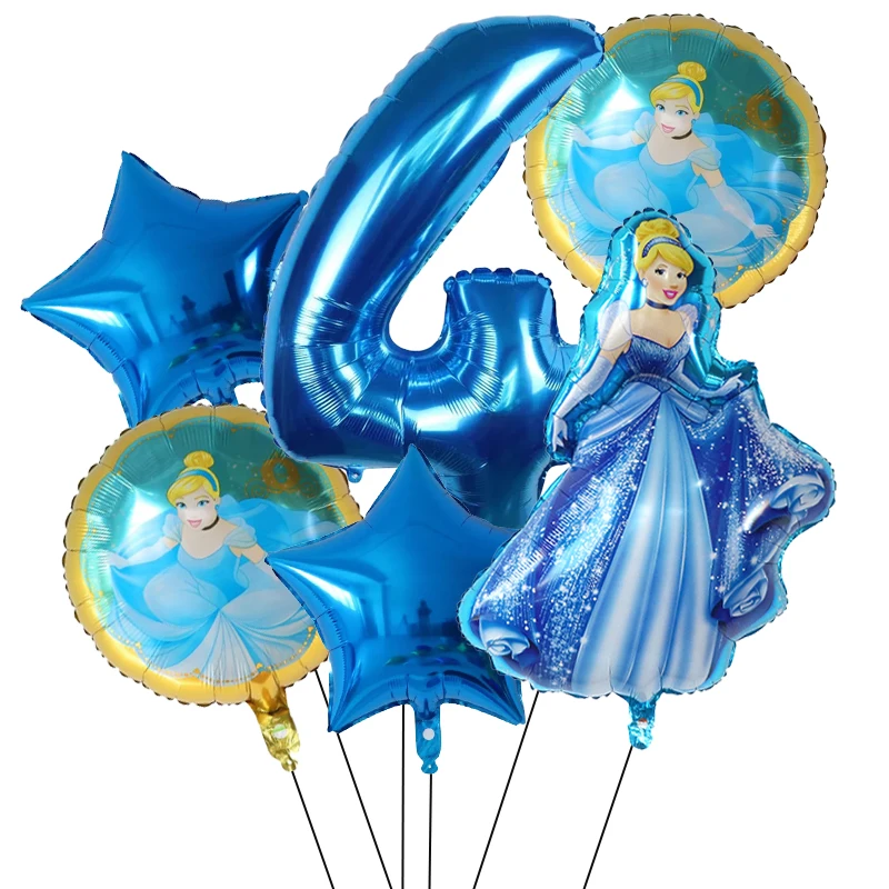 6pcs Disney Princess Balloon Bell Snow White Theme Aluminum Foil Balloon Baby Shower Girl Birthday Party Decoration Toy Globos