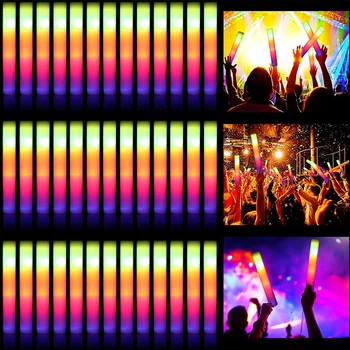 RGB LED 글로우 폼 스틱 응원 튜브, 다채로운 조명, 어둠 속에서 빛나는 생일 웨딩 파티 용품, 축제 파티 장식