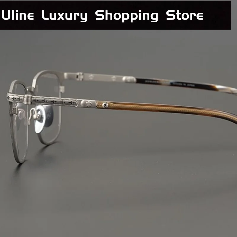 ผู้ชายแว่นตา Retro Designer แบรนด์หรูแฟชั่นผู้หญิงสายตาสั้นอ่านแว่นตาไทเทเนียมกรอบแว่นตา