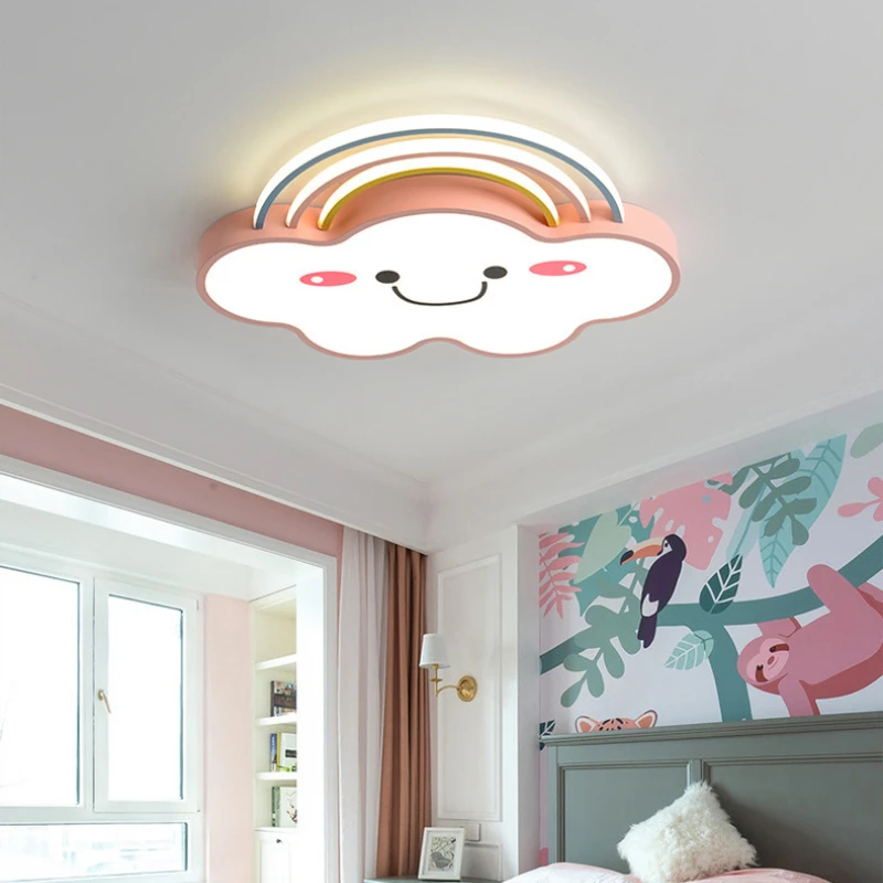 Nordic Ceiling Chandelier Kindergarten Children's Kids Bedroom Lamps for Interior Home Decoration Rainbow Led Ceiling Light