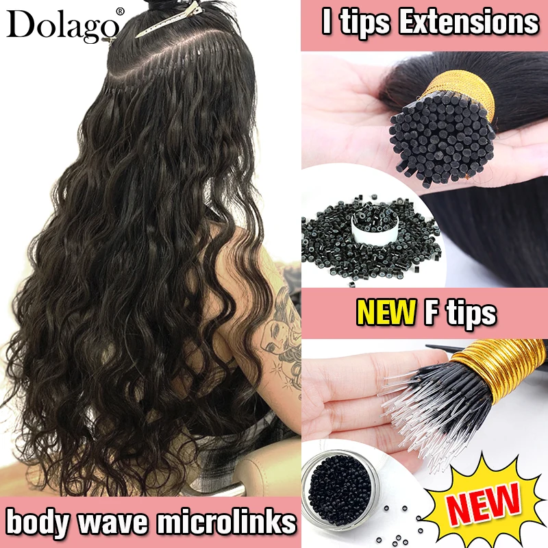 Body Wave I Tips Microlinks Human Hair Extensions For Women Black F Tips Nano Rings Hair Extensions Brazilian Virgin Bulk Hair