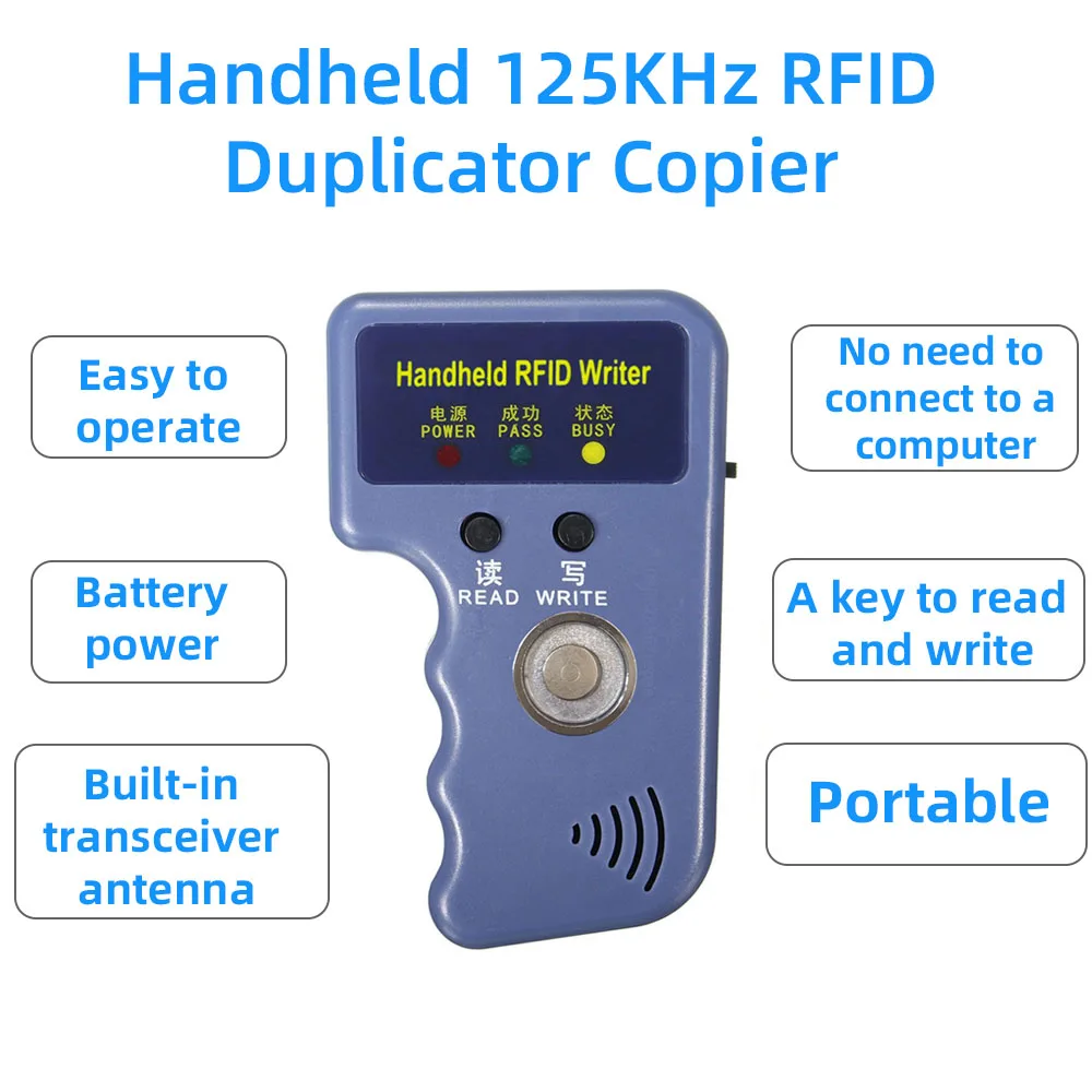 RW1990 TM 125KHz RFID duplicator TM1990 ibutton DS-1990 I-Button Reader Handheld 125KHz T5577 EM4305 EM4100 Keys Tag card Copier