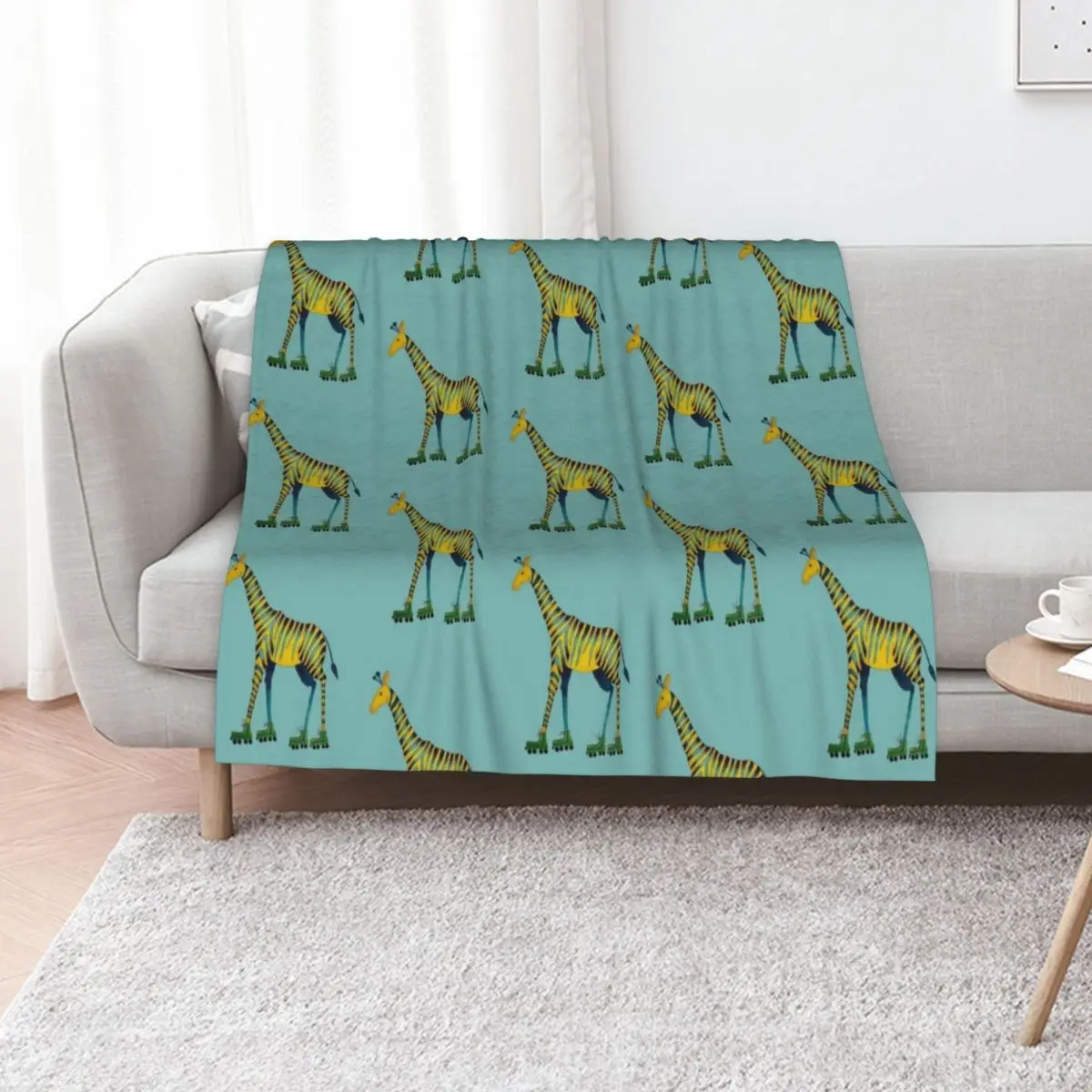 Giraffe Rollerskating Throw Blanket Winter beds Plaid on the sofa Travel Hairys Thermal Hairy Blankets