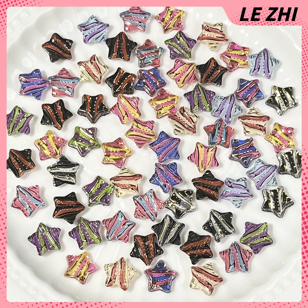 20Pcs Streak Five-Pointed Star Fashionable Style Nail Art Accessories Party Sticker Resin Diy Hair Clip Nail Charm Party Sticker