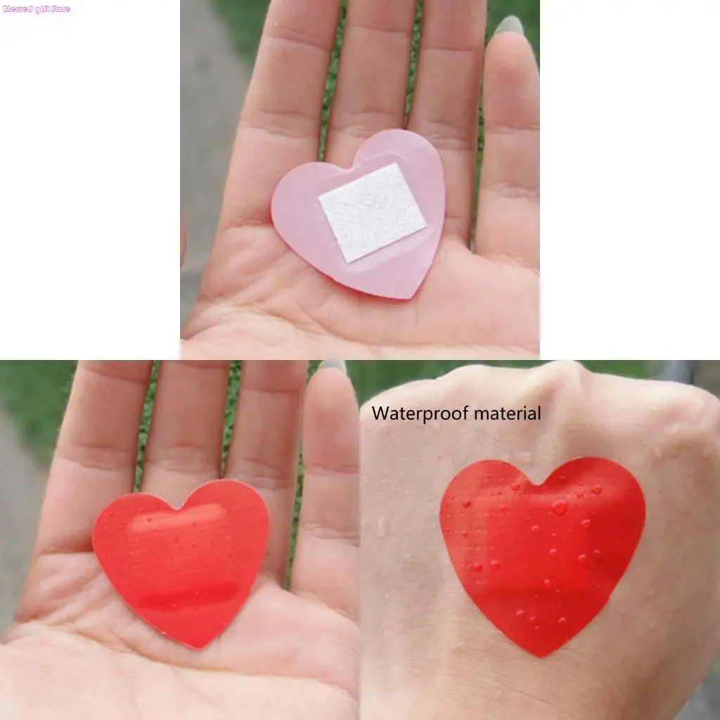 

D0JC Heart Shaped Wound Bandages First Aid Patches Fabric Bandages First Aid