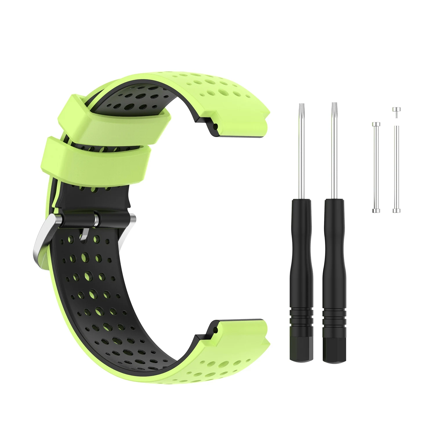 Silicone Watch Band Strap for Garmins Forerunner 220 230 235 620 630 735 Wristband with Repair Tool Black+Lime