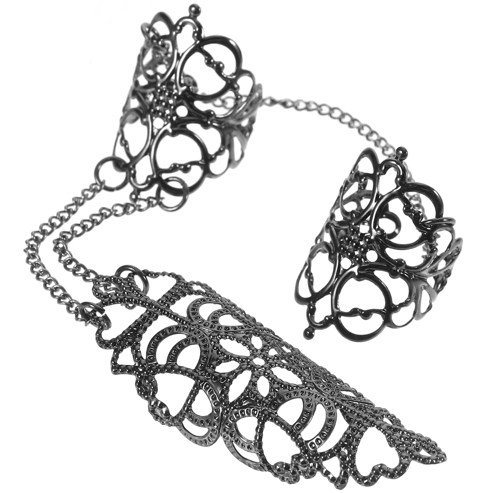 

Hollow Pattern Claw Ring for Women Black 0557 Retro Gothic Chain Design Lightweight Comfortable Jewelry Gift
