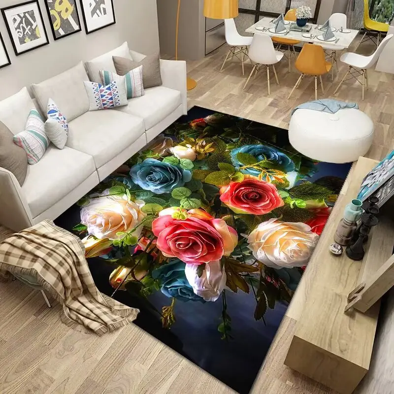 

Скандинавский моющийся ковер с цветами для гостиной, спальни, домашний декор, напольный коврик, нескользящее украшение для дивана, коврик, напольные коврики
