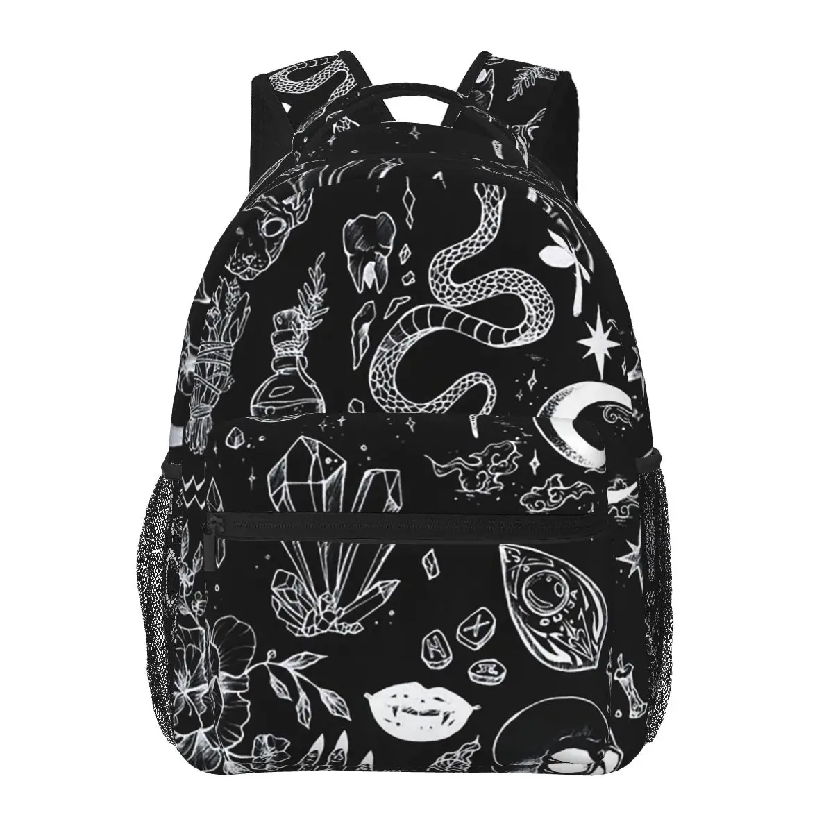 Halloween Witch Themed Student Backpack School Bag Hiking Travel Daypack for Men Women Fashion Bookbag Shoulder Bags