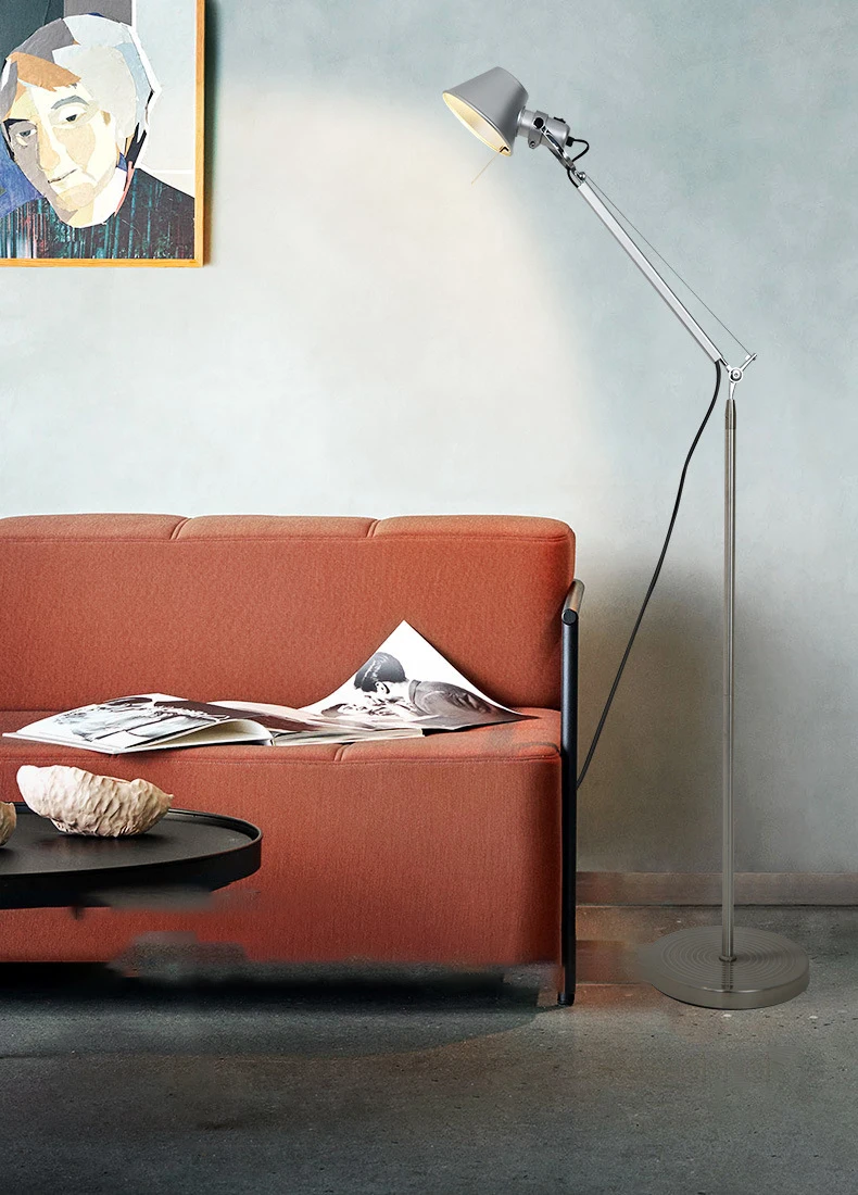 Silver Black Aluminum Floor Lamp E27 Bulb EU AU US Plug