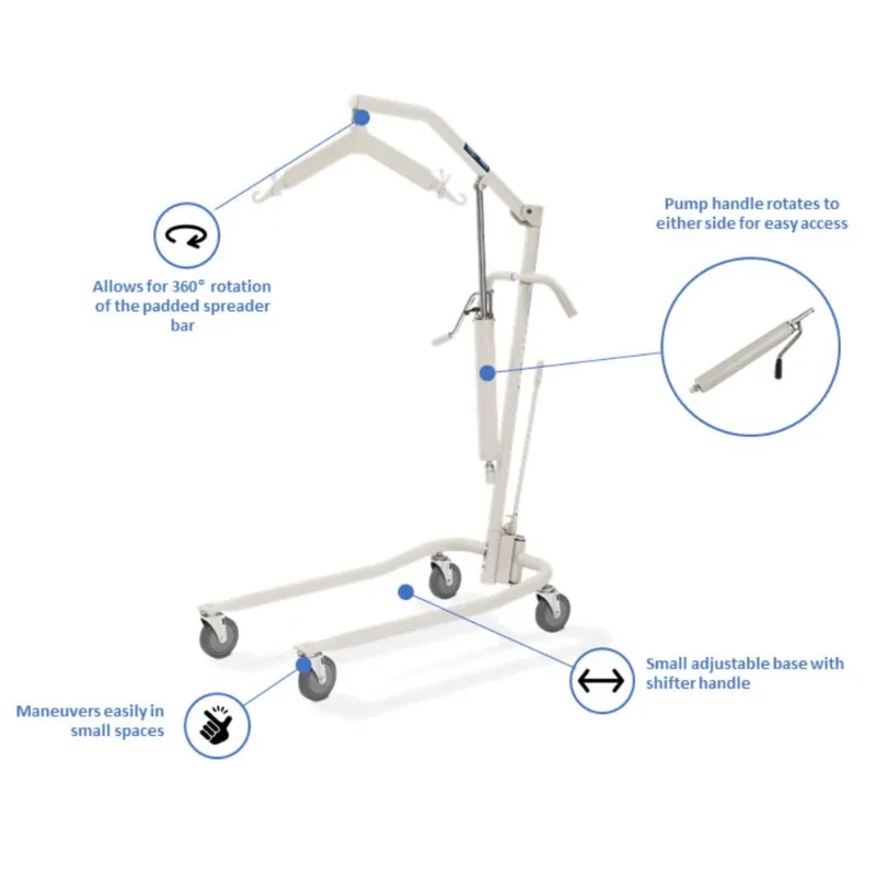 Elevador hidráulico ligero para pacientes, color blanco, 450 lb, capacidad de peso, 9805P, color Beige