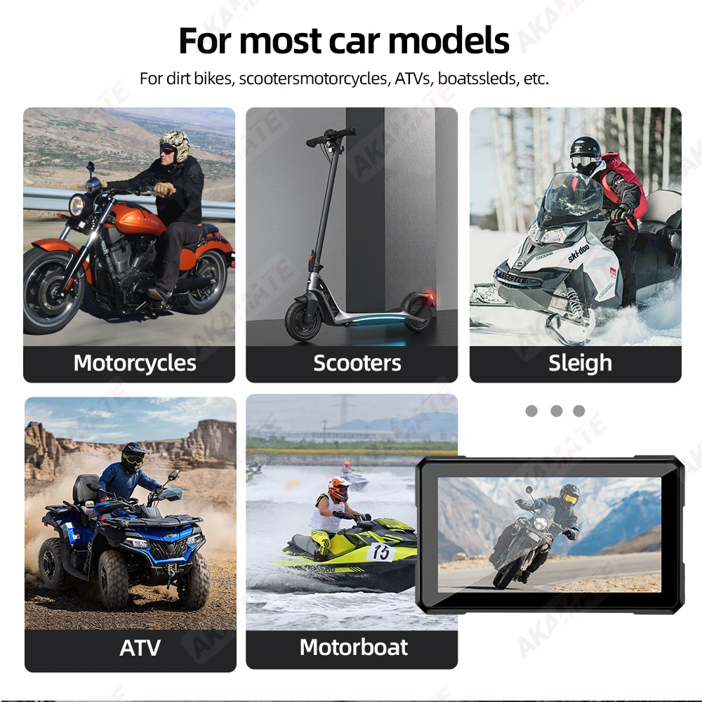 5 inch Motorcycle Monitor Wireless CarPlay Android Auto Navi Monitor IPS Waterproof Bluetooth for Motor Harley Yamaha Kawasaki