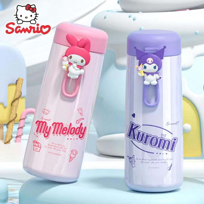 Sanurgente Kuromi-Bouteille thermos en acier inoxydable pour enfants, d'extraction à vide, eau isolée, dessin animé mignon, tasse à café Kawaii