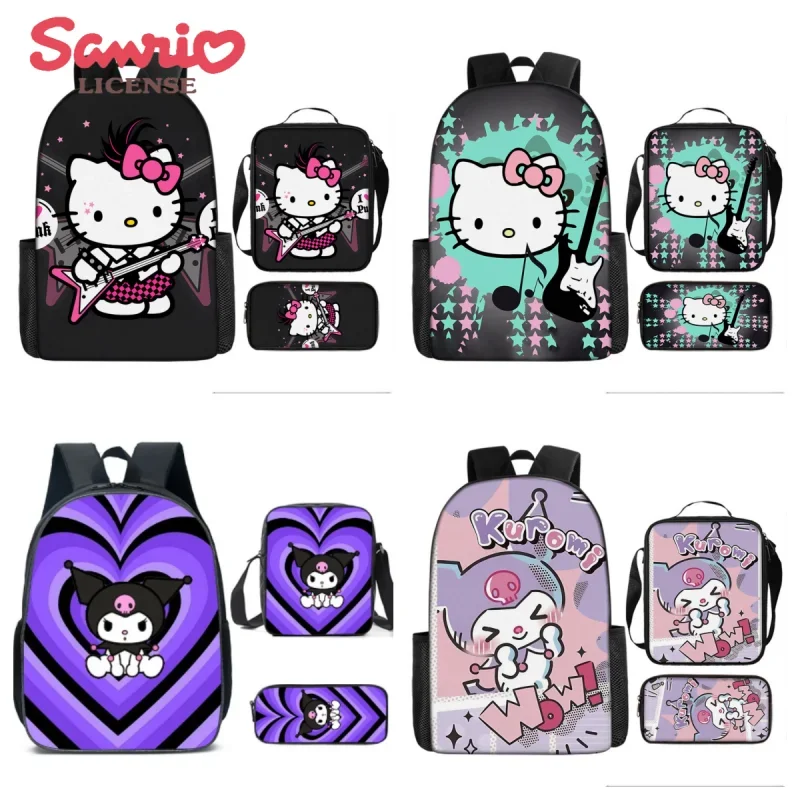 Sanrio Hello Kitty Kuromi Large Capacity Casual Backpack Cartoon Shoulder Bag Pencil Bag Schoolbag Children's Birthday Present