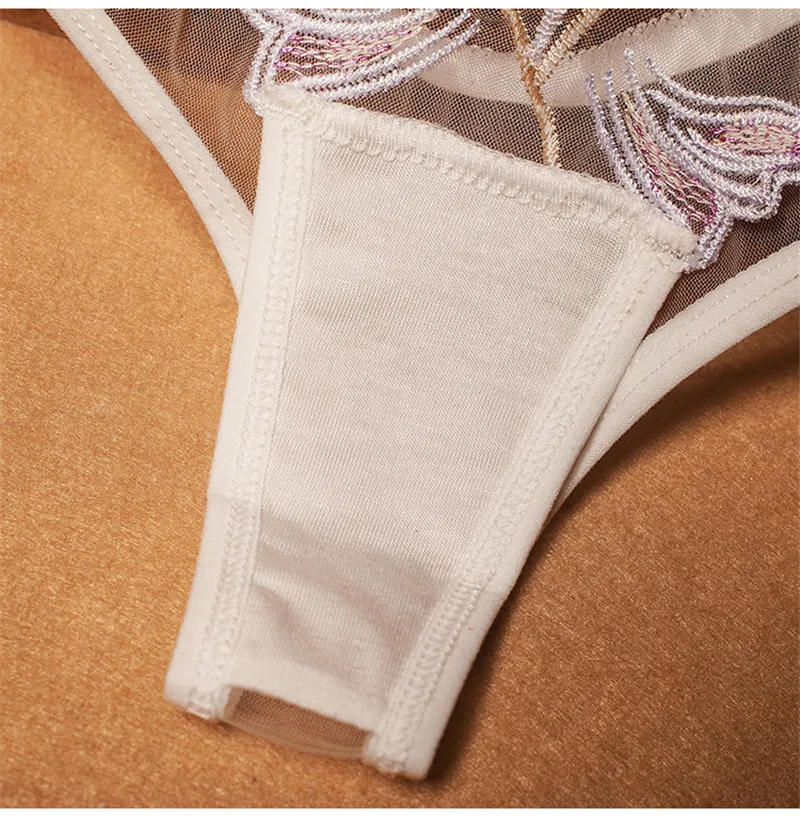 Erotic Transparent Mesh Panties Embroidery Floral Women Thong Sexy Lingerie Bottoms Stylish Mesh Lightweight Briefs Inner Wear