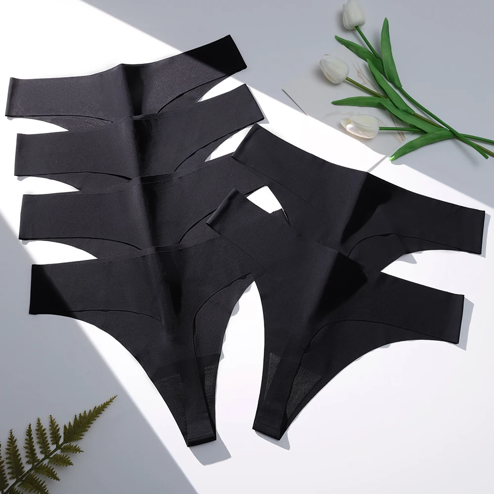 Tangas sexys de seda sin costuras para mujer, ropa interior femenina de tiro bajo, bragas deportivas, lencería sólida, 6 piezas