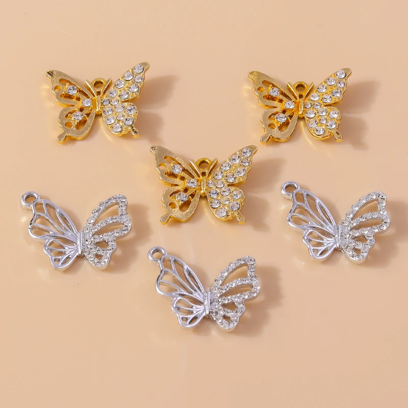 

20pcs Delicate Crystal Metal Hollow Flying Butterfly Charms Pendants for Jewelry Making Earrings Necklaces Accessories DIY Gift