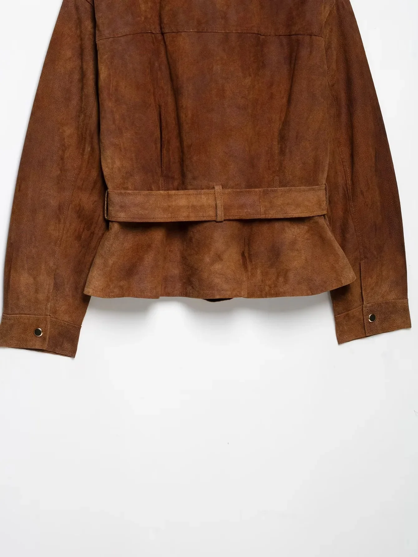 KONDALA Vintage Casual Damen Wildlederjacke mit Knöpfen, Gürtel und Taschen, Modische Jacke für Herbst/Winter 2026, Streetwear, Bürojacke für Damen – Detail 11