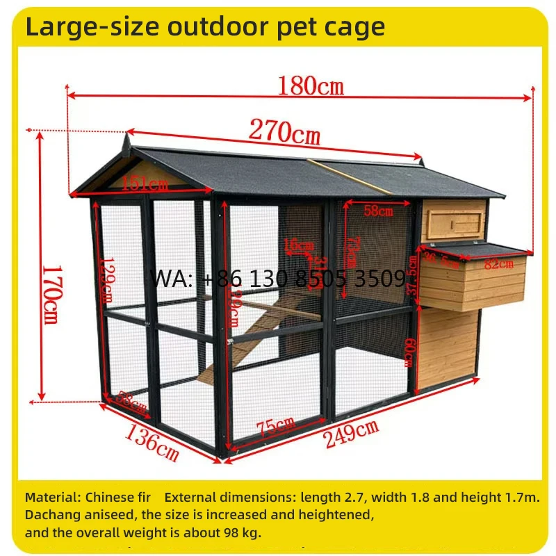 

Large Outdoor Waterproof Wooden Chicken Coop Prefabricated Pet House Durable Poultry Cage for Small Animals Made in China
