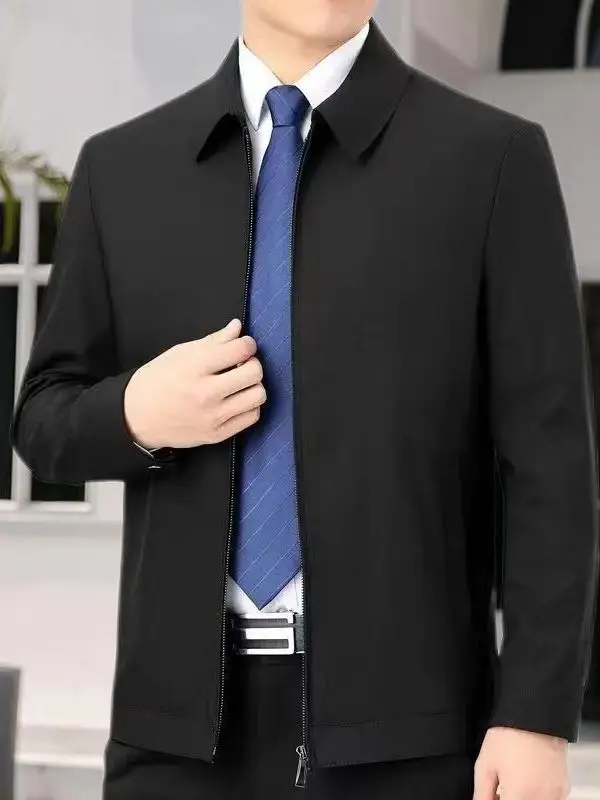 

Spring Autumn Men's Jaet Coat Sle Long Sve Casual Outerwear Faionable Dad Clothes