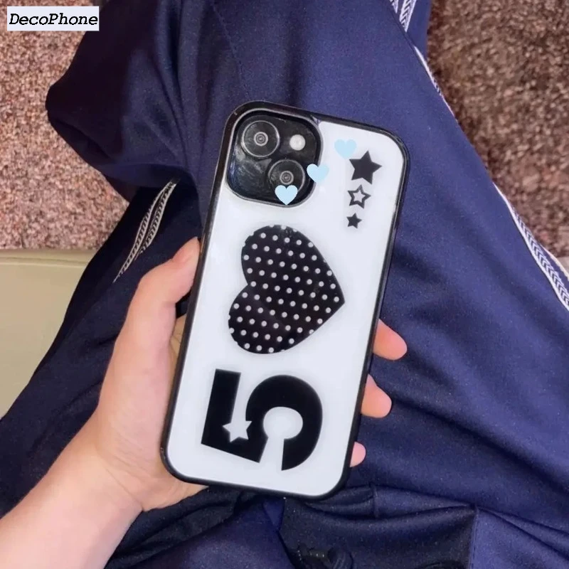 Koreanische Ins-Mode Retro Polka Dot Stern Kreative Cartoon Handyhülle für iPhone 17 Air 16 15 14 13 12 11 Pro Max Plus Y2K Cover